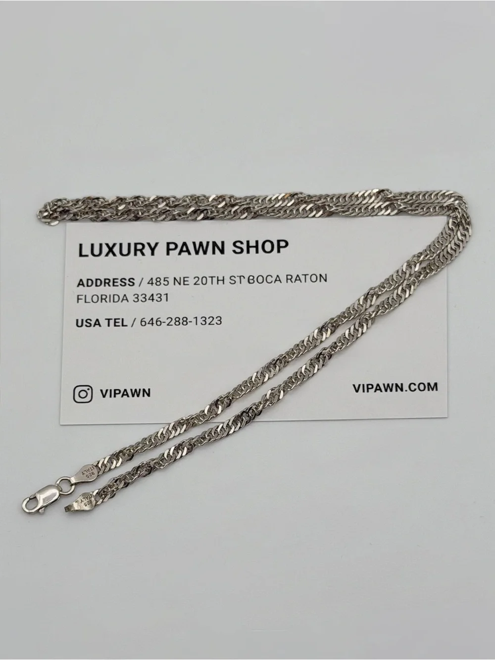Vintage Italy 925 Sterling Silver Thick Rope Singapore style Chain 18